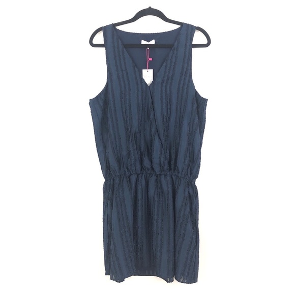 Parker Size L Blue Wrap-front Blouson Dress New - Picture 1 of 4